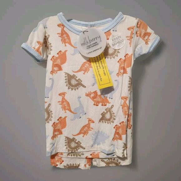 Milkberry‎ 2pc Dinosaur Pajama Set Bamboo 18month available NWT UNISEX - Picture 1 of 4